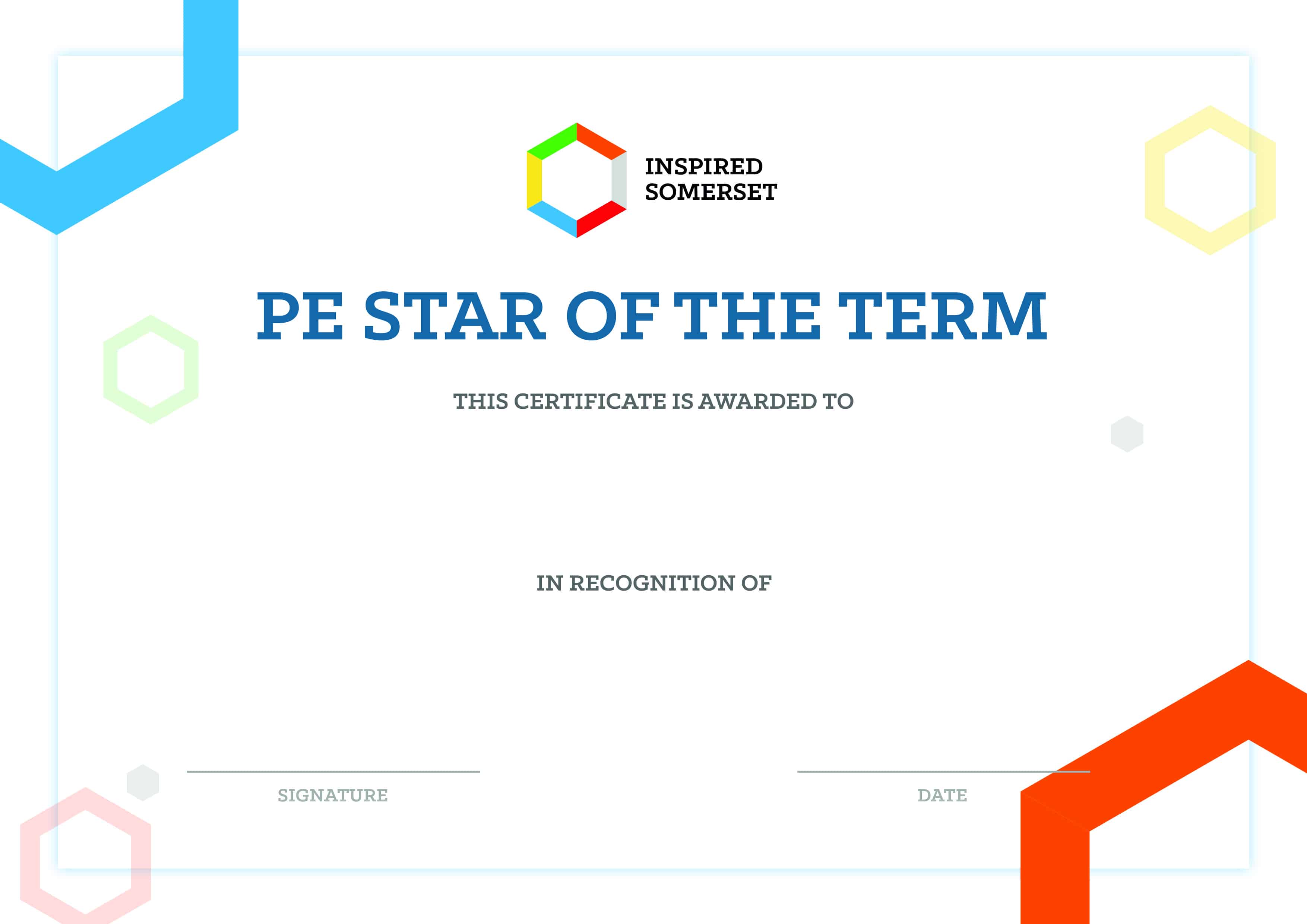 Inspired Somerset – PE Star of the Term (Editable)